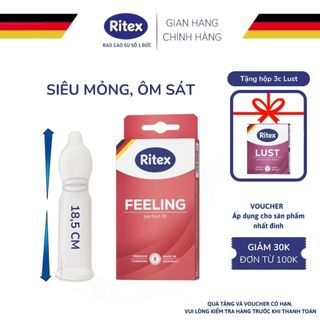 Bao cao su siêu mỏng ritex feeling nhiều gel bôi trơn hộp 8 bcs ritex