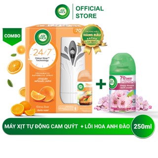 Bộ máy xịt phòng tự động hương Cam Quýt + lõi Hoa Anh Đào, Air Wick, cho không gian sống động