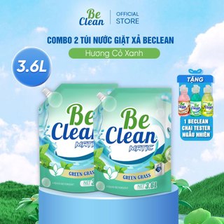 Combo 2 Túi Nước giặt BeClean Túi 3.6L Hương Cỏ Xanh - Tặng Tester 100ml Hương bất kì - Nước giặt BeClean Thái Lan