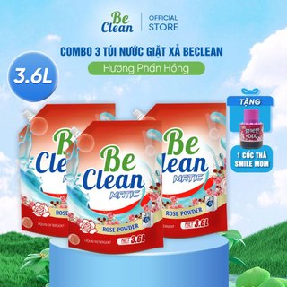 Combo 3 Túi Nước Giặt BeClean Phấn Hồng 3.6L - Tặng Cốc Thả Bồn Cầu Hàn Quốc - Thơm Lâu Dịu Nhẹ