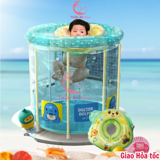 Bể bơi cho bé 80x80 đủ phụ kiện, bể bơi thành cao cho bé, chính hãng Doctor Dolphin