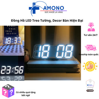 Đồng hồ led 3D treo tường để bàn phong cách Hàn Quốc, đồng hồ để bàn Decor thông minh - AMONO