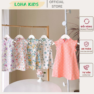 Váy sườn xám cách tân 5206 siêu xinh chất mềm mát size từ 8-26kg bé gái,hàng thiết kế loha kids