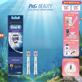 Bộ 2 Đầu Bàn Chải Điện ORAL-B 3d White Làm Trắng Răng Loại Bỏ Thêm Đến 100% Mảng Bám