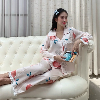 SALE Bộ pijama lụa satin viền bèo💎 có túi quần, tay dài, tay ngắn