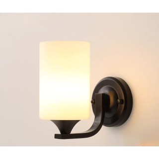TG8006 - Đèn tường trang trí cầu thang, phòng khách, đèn tường trang trí phòng ngủ thân đen chao thủy tinh cao cấp