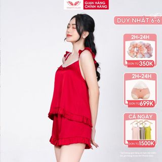 Bộ ngủ 2 dây lụa mặc nhà cao cấp mềm mịn VINGO áo hai dây cánh tiên quần cộc nhiều màu siêu mát N390 VNGO