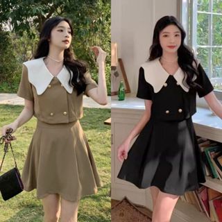 Set Thiết Kế Dự Tiệc Bigsize Nữ Bộ Áo Tay Ngắn Cổ Bèo Gợn Sóng Dáng Croptop Chân Váy Ngắn Xòe Xếp Ly A  SET829