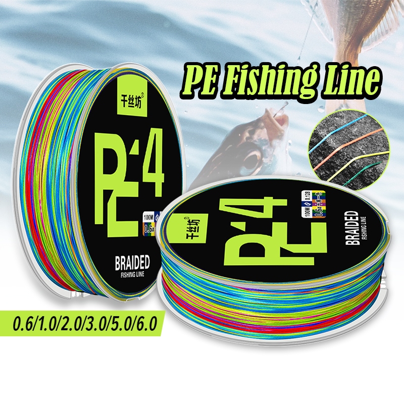 Dây Câu 100M PE Bện Dây Câu 4 Đứng Dây Câu Benang Pancing Ikan Superline PE Mạnh Bện Câu Cá