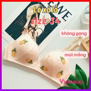 Áo lót Không gọng Trái cây 4 mùa Phối ren đệm mút mỏng quả mềm, êm, tôn ngực [Lẻ size 34 xả lỗ]