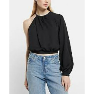 Áo lệch vai croptop bo chun hãng express