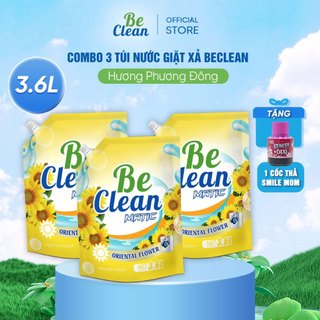 Combo 3 Túi Nước Giặt BeClean Phương Đông 3.6L - Tặng Cốc Thả Bồn Cầu Hàn Quốc - Thơm Lâu Dịu Nhẹ
