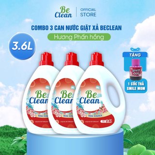Combo 3 Can Nước Giặt BeClean Phấn Hồng 3.6L - Tặng Cốc Thả Bồn Cầu Smilemom Hàn Quốc - Thơm Lâu Dịu Nhẹ