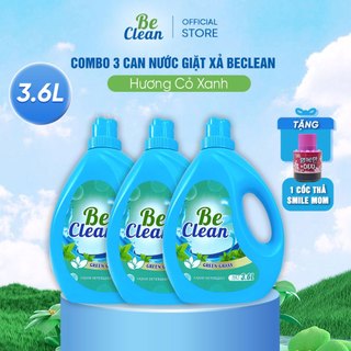 Combo 3 Can Nước Giặt BeClean Cỏ Xanh 3.6L - Tặng Cốc Thả Bồn Cầu Hàn Quốc - Thơm Lâu Dịu Nhẹ