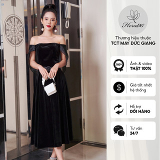 Đầm nhung dạ hội heradg dáng xòe trễ vai wdhba013