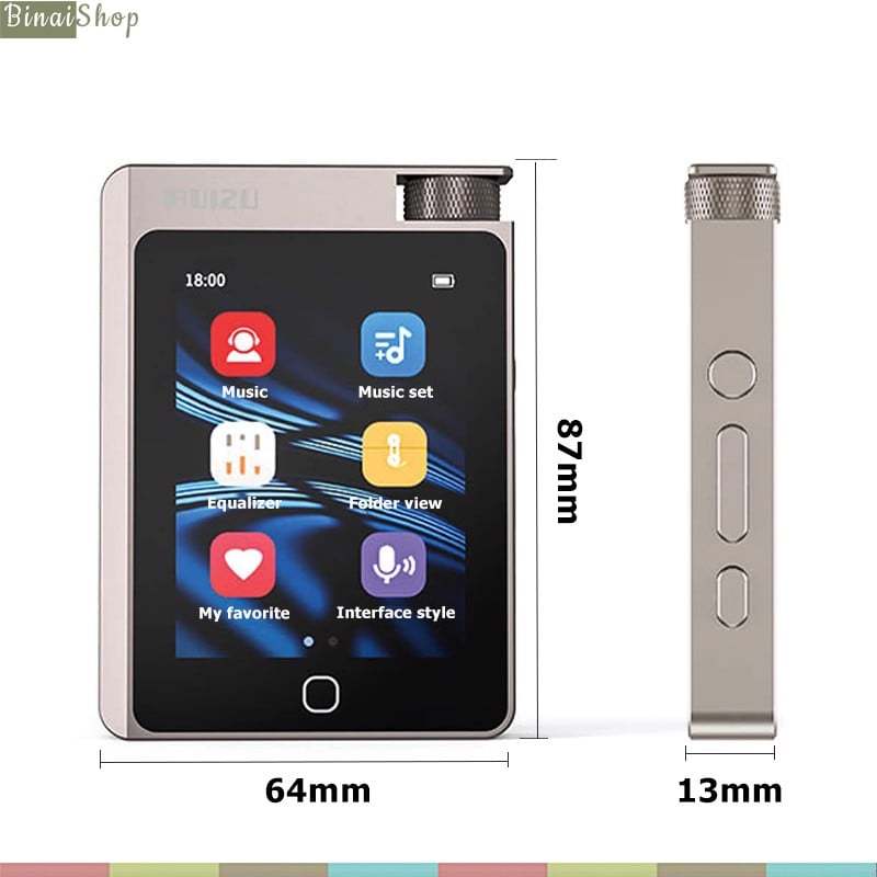 Ruizu A55 (Bạc) - Máy Nghe Nhạc HIFI Lossless, Màn Hình Cảm Ứng, Bluetooth 5.0, Điều Chỉnh EQ, Tiếng