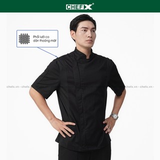 [CHEFX1] ÁO BẾP NGẮN TAY KHÓA KÉO CÓ PHỐI LƯỚI CO DÃN