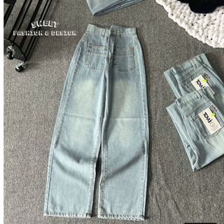 Quần jean nữ SWEET STUDIO  ống suông lưng cao cạp cao basic đơn giản dành cho nữ