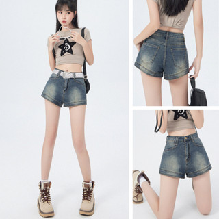 Quần Đùi Bò Ngắn Jean Lưng Cao MIAA Tôn Dáng, Quần Short Jean Nữ Màu Retro Ôm Eo Cực Tôn Dáng