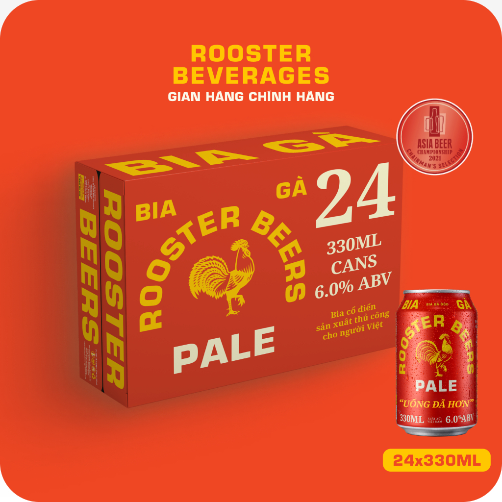 Bia thủ công | Rooster Beers Pale (Bia Gà Pale) thùng 24 lon