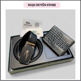 Combo thắt lưng ví da nam vân cá s.ấu ⚡Fullbox⚡- Thắt lưng nam, Ví da nam cao cấp tặng kèm hộp và túi