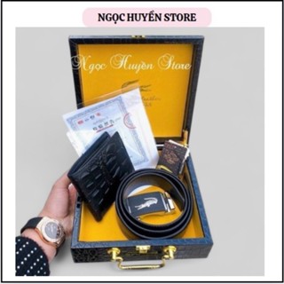 ⚜️FULLBOX⚜️Combo set thắt lưng ví da nam vân cá sấu hàng cao cấp, thiết kế sang trọng nam tính, Tặng hộp da xịn loại 1