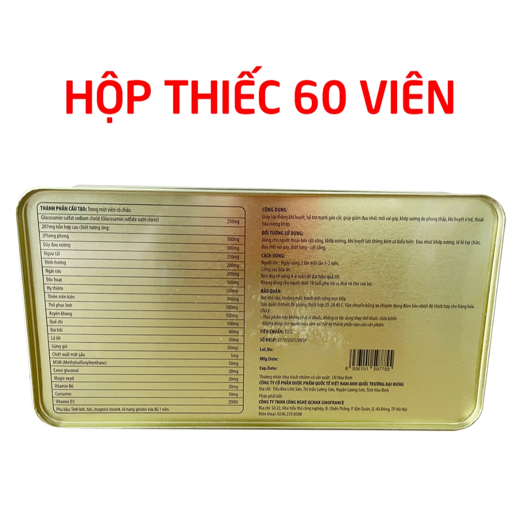Viên Vai Gáy (hộp thiếc) giúp lưu thông khí huyết, giảm đau nhức mỏi vai gáy xương khớp - 60 viên