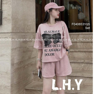 Set bộ 2 món thun áo họa tiết in chữ đính nơ ngực tay con kèm quần short! TOMBI SHOP
