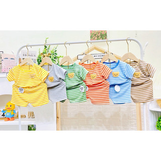 Bộ đồ thun lạnh tay ngắn sọc cho bé trai và bé gái size 7-17kg chất đẹp