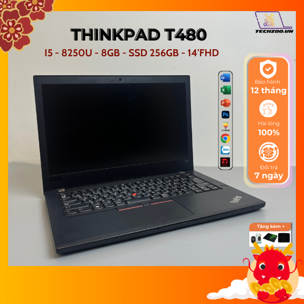 Laptop Lenovo Thinkpad T480 I5-8250U/16GB/512GB/14inch FHD, máy siêu bền, phím gõ tốt, văn phòng, gi
