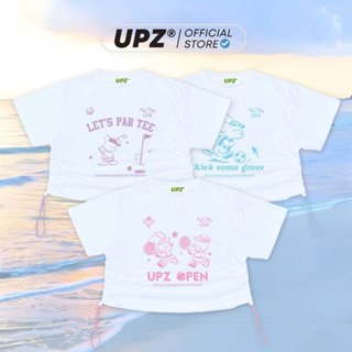  UPZ Áo Thun Cotton Croptop Rút Dây Trắng In Họa Tiết Phong Cách Thể Thao Dễ Thương  3 Hình  