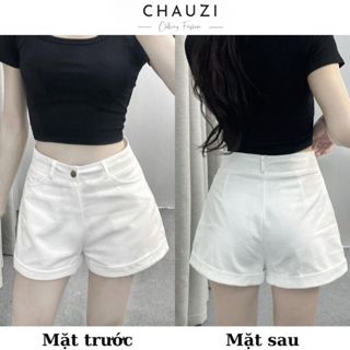 (1)Quần Short KaKi Chauzi Cạp Cao BigSize Gập Gấu CHAUZI, Quần Đùi Sắn Gấu Phong Cách Hàn Quốc QD253