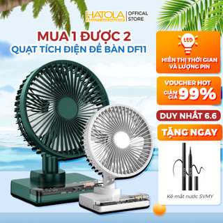 Quạt cầm tay mini 10.000 mAh DF11 Tích Điện Để Bàn Xoay Tự Động Pin Trâu 4 Tốc Độ gió mạnh chạy êm Hat