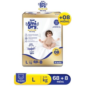Tã UniDry quần siêu mỏng 2mm cao cấp Supreme size L- 68+8 miếng