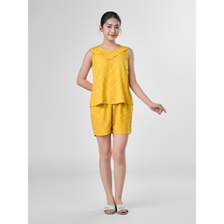 Bộ Mặc Nhà WINNY Kiểu Sát Nách Quần Đùi Chất Lanh Mát 2MNLA24016B