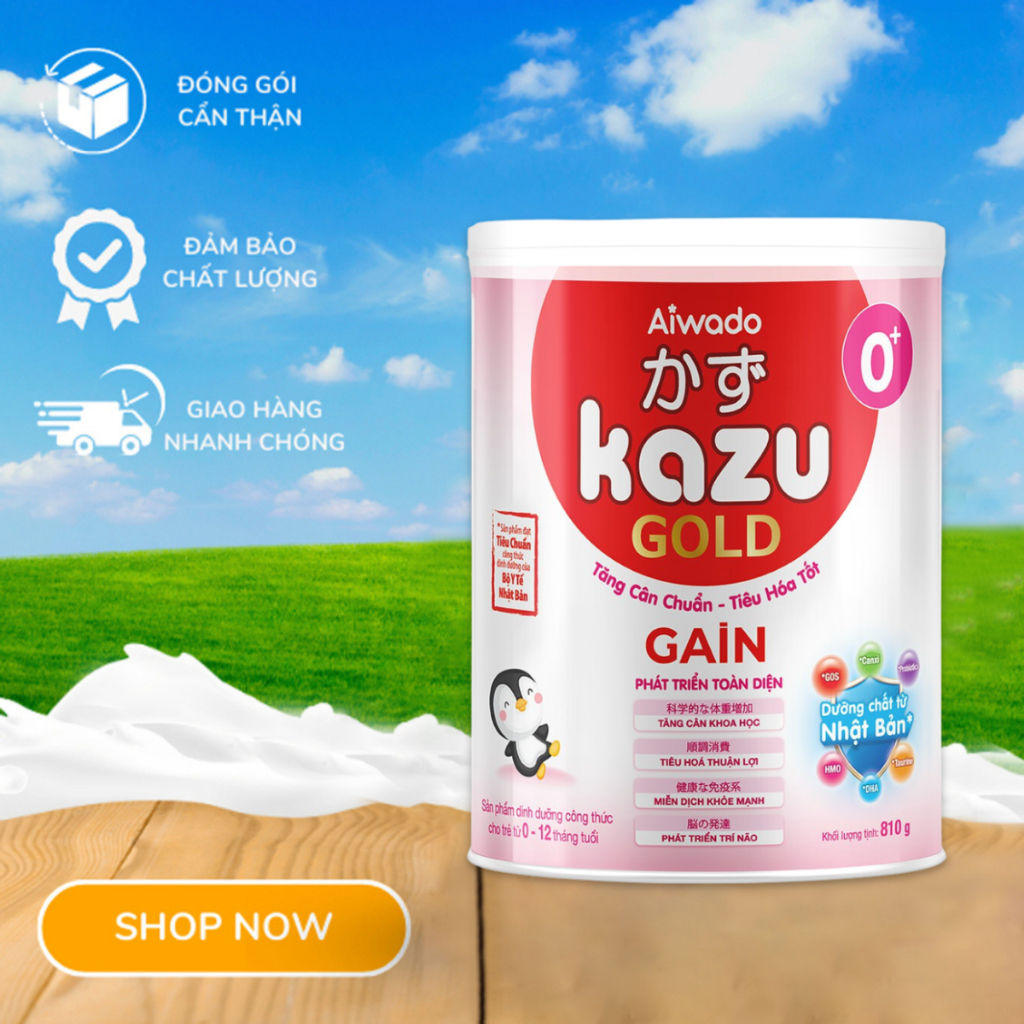 [4 lon Tặng ba lô bé] Sữa Kazu Gain 0+ 1+2+ ⚡ CHẤT LƯỢNG ⚡ Sữa bột sản phẩm dinh dưỡng dành cho trẻ đủ số lon 810gr