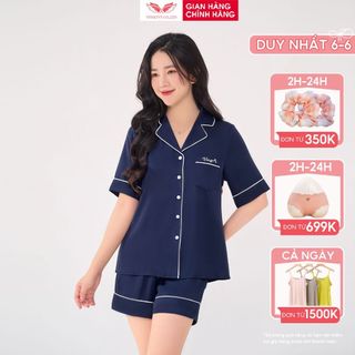 Bộ ngủ lụa Pijama trơn cao cấp VINGO tay ngắn quần đùi mặc nhà mùa hè thoáng mát H1146 VNGO