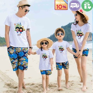 Đồng phục áo gia đình set đi biển bố mẹ và bé áo gia đình 3 4 5 người set đồ gia đình đi biển -cn1349