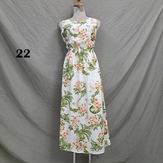 Đầm maxi lanh thái cổ tròn [nhiều màu]