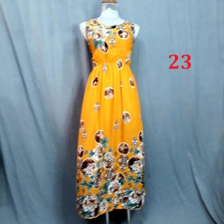 Đầm maxi lanh thái cổ tròn [nhiều màu]