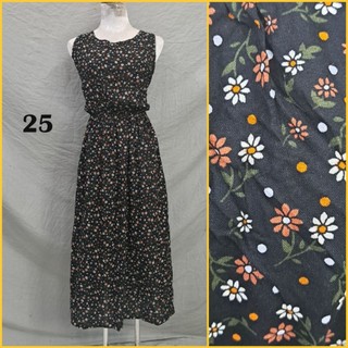 Đầm maxi lanh thái cổ tròn [nhiều màu]