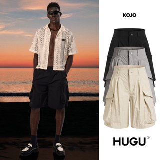 Quần short dù nhăn dày màu đen, be, xám, form regular thoải mái unisex local brand HUGU - KOJO