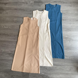 Đầm linen suông dài sát nách