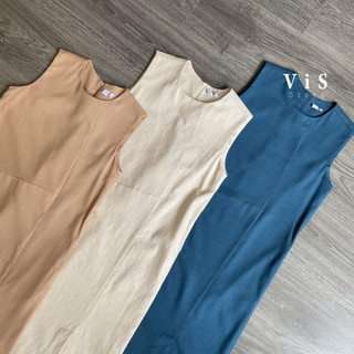 Đầm linen suông dài sát nách