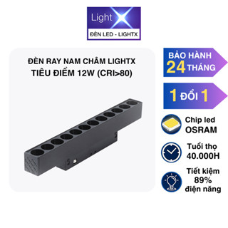 Đèn Ray Nam Châm Tiêu Điểm 12W Kiểu Chiếu Rọi Spotlight Chip Led Osram Với 3 Màu Ánh Sáng Trắng - Vàng - Trung Tính