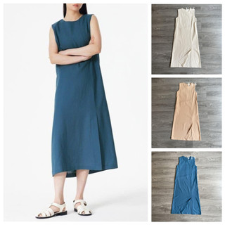 Đầm linen suông dài sát nách