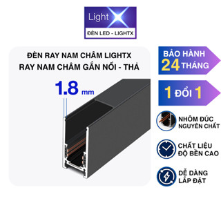 Thanh Ray Nam Châm Lắp Nổi Hoặc Lắp Thả Chất Liệu Nhôm Đúc Nguyên Chất Bề Mặt Sơn Tĩnh Điện Màu Đen Cây Dài 2 Mét