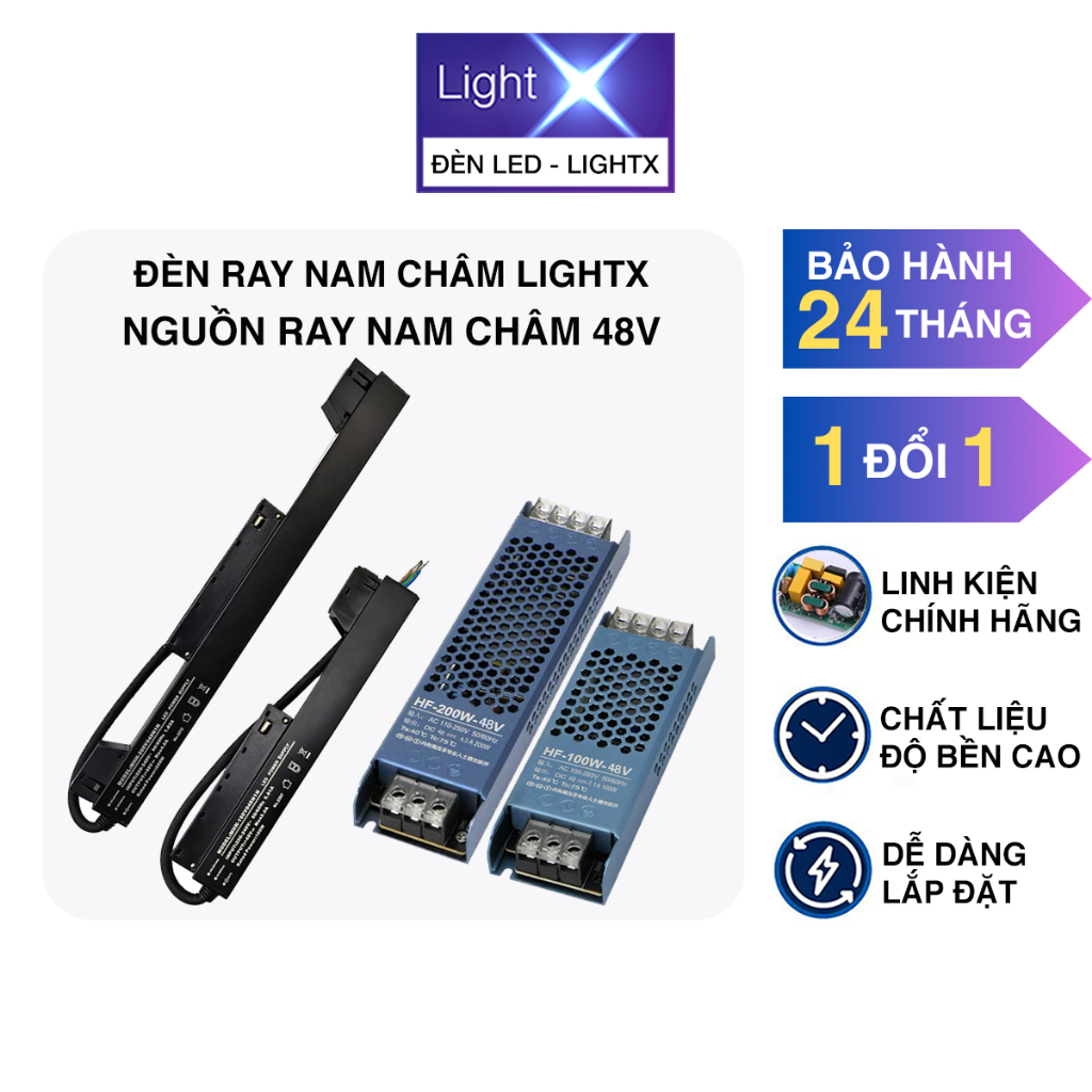 Bộ Nguồn 48V Cấp Điện Cho Hệ Đèn Ray Nam Châm Gồm Bộ Nguồn Gắn Trực Tiếp Và Bộ Nguồn Tổ Ong Công Suất 100W - 200W - 300W