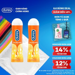 Bộ 2 gel bôi trơn Durex Play Warming có chất làm ấm 100ml/chai