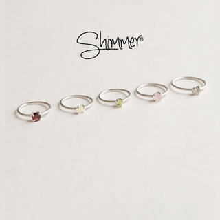 Nhẫn Nữ Bạc 925 Cao Cấp SHIMMER SILVER Đá Thô Thiên Nhiên MINI STONE Phong Thủy May Mắn